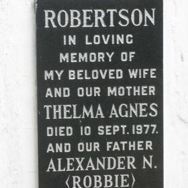 ROBERTSON Alexander N. -1989 &amp; Thelma Agnes -1977