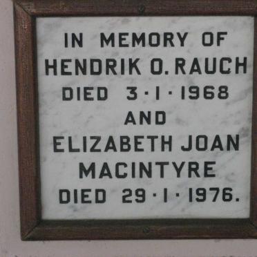 RAUCH Hendrik O. -1968 :: MACINTYRE Elizabeth Joan -1976