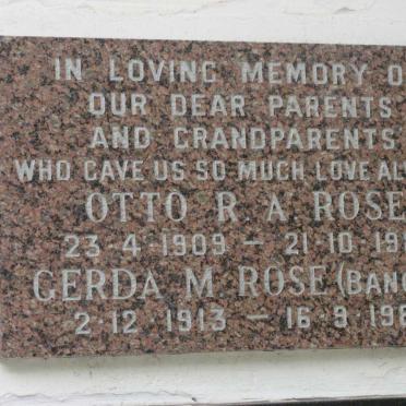ROSE Otto R.A. 1909-1981 &amp; Gerda M. BANGERT 1913-1987