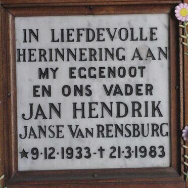RENSBURG Jan Hendrik, Janse van 1933-1983