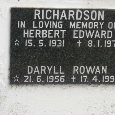 RICHARDSON Herbert Edward 1931-1977 :: RICHARDSON Daryll Rowan 1956-1993