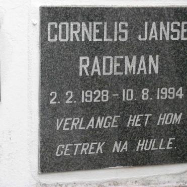 RADEMAN Cornelis Janse 1928-1994