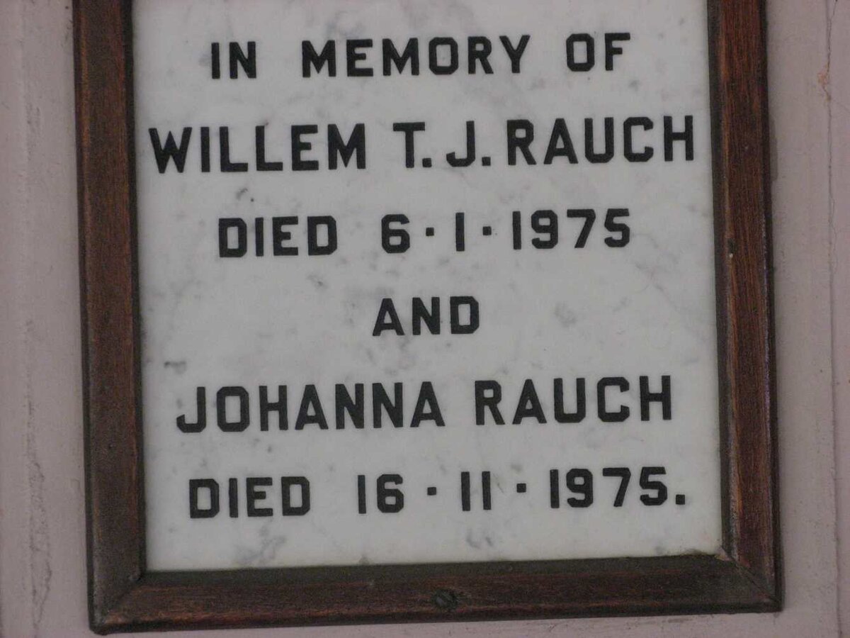 RAUCH Willem T.J. -1975 &amp; Johanna -1975