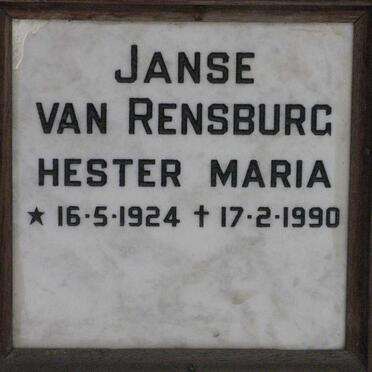 RENSBURG Hester Maria, Janse van 1924-1990