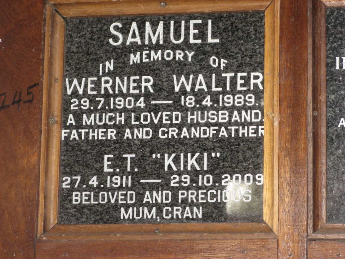 SAMUEL Werner Walter 1904-1989 &amp; E.T. 1911-2009