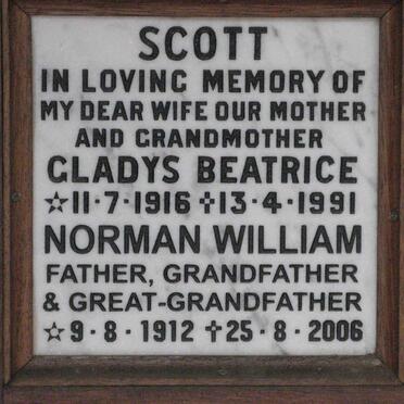 SCOTT Norman William 1912-2006 &amp; Gladys Beatrice 1916-1991