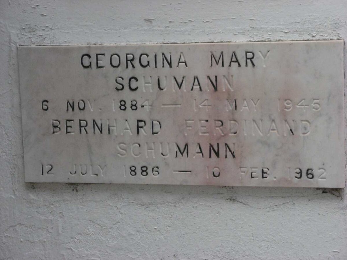 SCHUMANN Bernhard Ferdinand 1886-1962 &amp; Georgina Mary 1884-1945