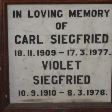 SIEGFRIED Carl 1909-1977 &amp; Violet 1910-1978