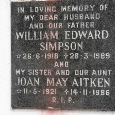 SIMPSON William Edward 1918-1989 :: AITKEN Joan May 1921-1986