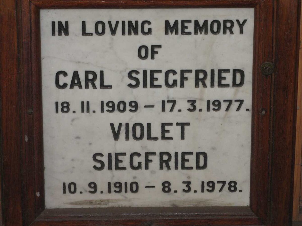 SIEGFRIED Carl 1909-1977 &amp; Violet 1910-1978