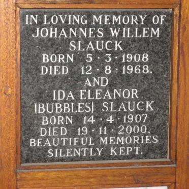 SLAUCK Johannes Willem 1908-1968 &amp; Ida Eleanor 1907-2000