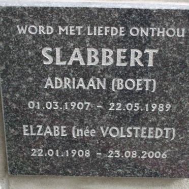 SLABBERT Adriaan 1907-1989 &amp; Elzabe VOLSTEEDT 1908-2006
