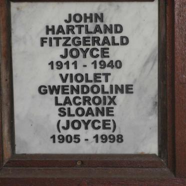 SLOAN Violet Gwendoline Lacroix nee JOYCE 1905-1998 :: JOYCE John Hartland Fitzgerald 1911-1940