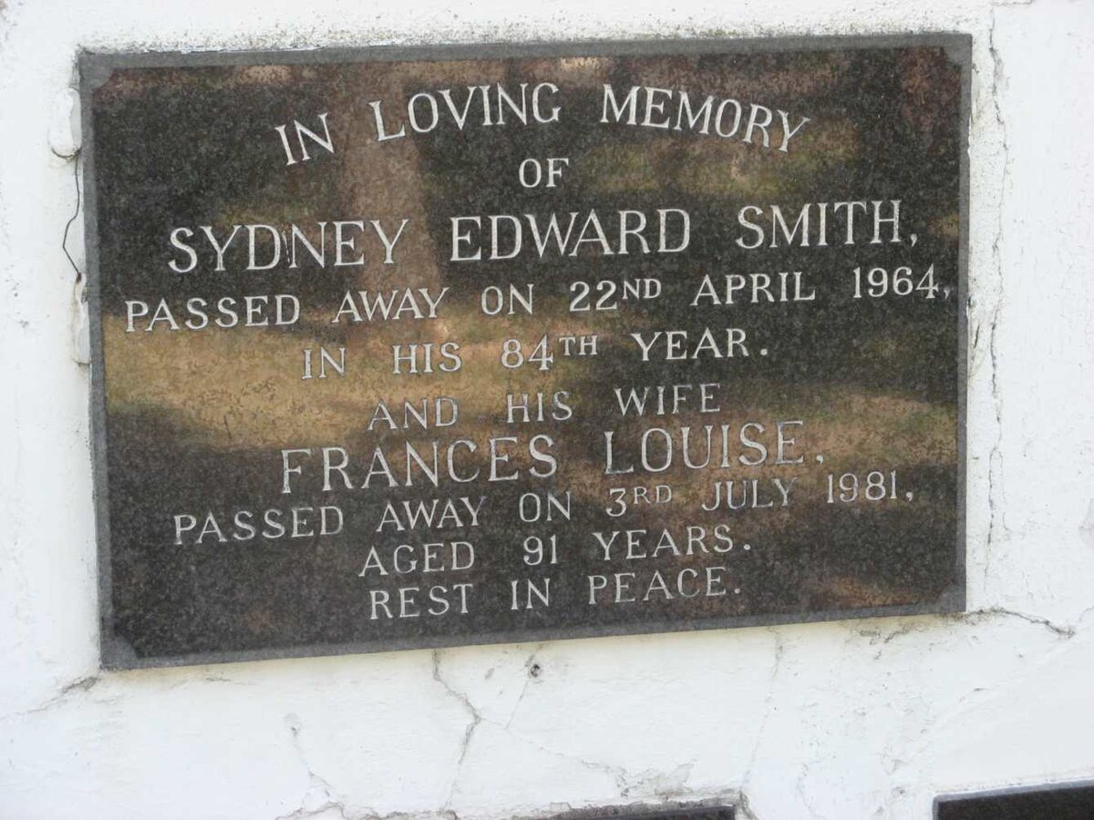 SMITH Sydney Edward -1964 &amp; Frances Louise -1981