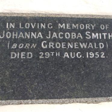 SMITH Johanna Jacoba nee GROENEWALD -1952