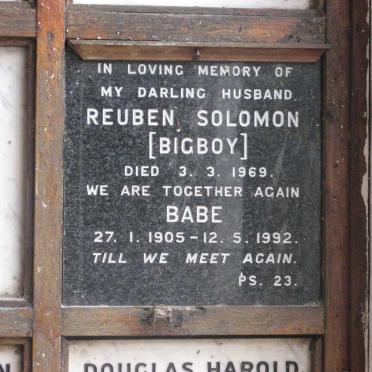 SOLOMON Reuben -1969 &amp; Babe 1905-1992