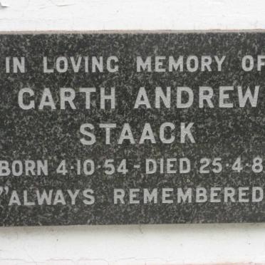 STAACK Garth Andrew 1954-1982