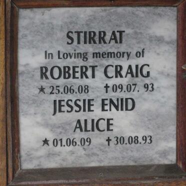 STIRRAT Robert Craig 1908-1993 &amp; Jessie Enid Alice 1909-1993
