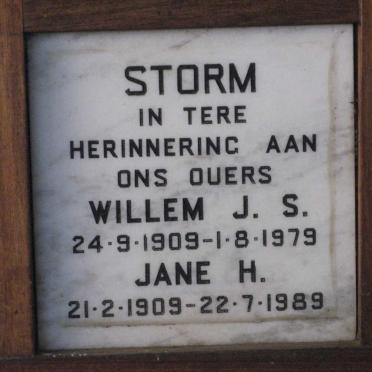 STORM Willem J.S. 1909-1979 &amp; Jane H. 1909-1989