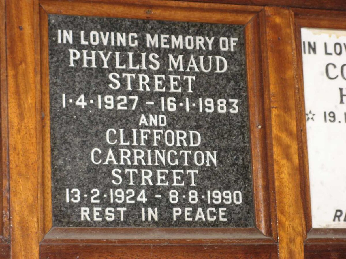 STREET Clifford Carrington 1924-1990 &amp; Phyllis Maud 1927-1983