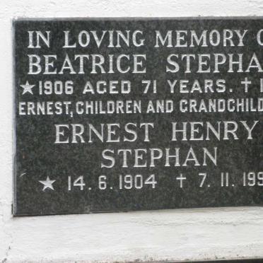 STEPHAN Ernest Henry 1904-1991 &amp; Beatrice 1906-1977
