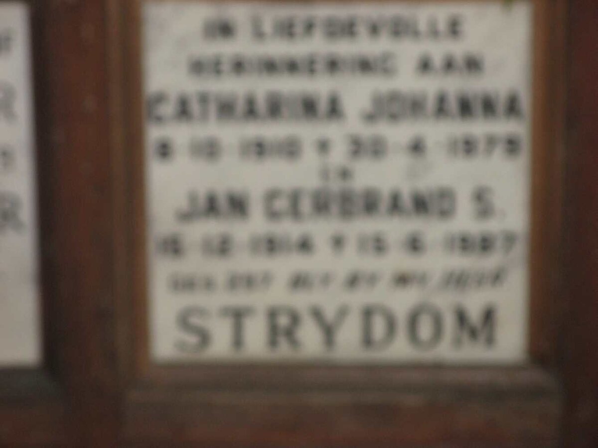 STRYDOM Jan Gerbrand S. &amp; Catharina Johanna