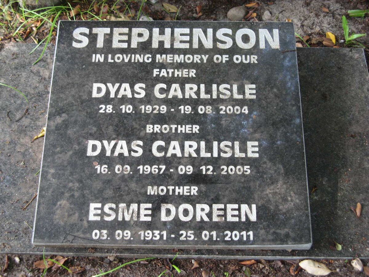 STEPHENSON Dyas Carlisle 1929-2004 &amp; Esme Doreen 1931-2011 :: STEPHENSON Dyas Carlisle 1967-2005