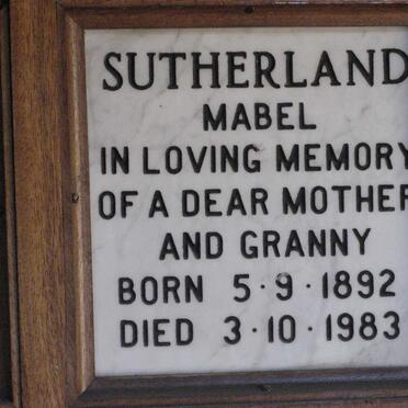 SUTHERLAND Mabel 1892-1983