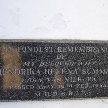 SUMMERS Hendrika Helena nee VAN NIEKERK -1955