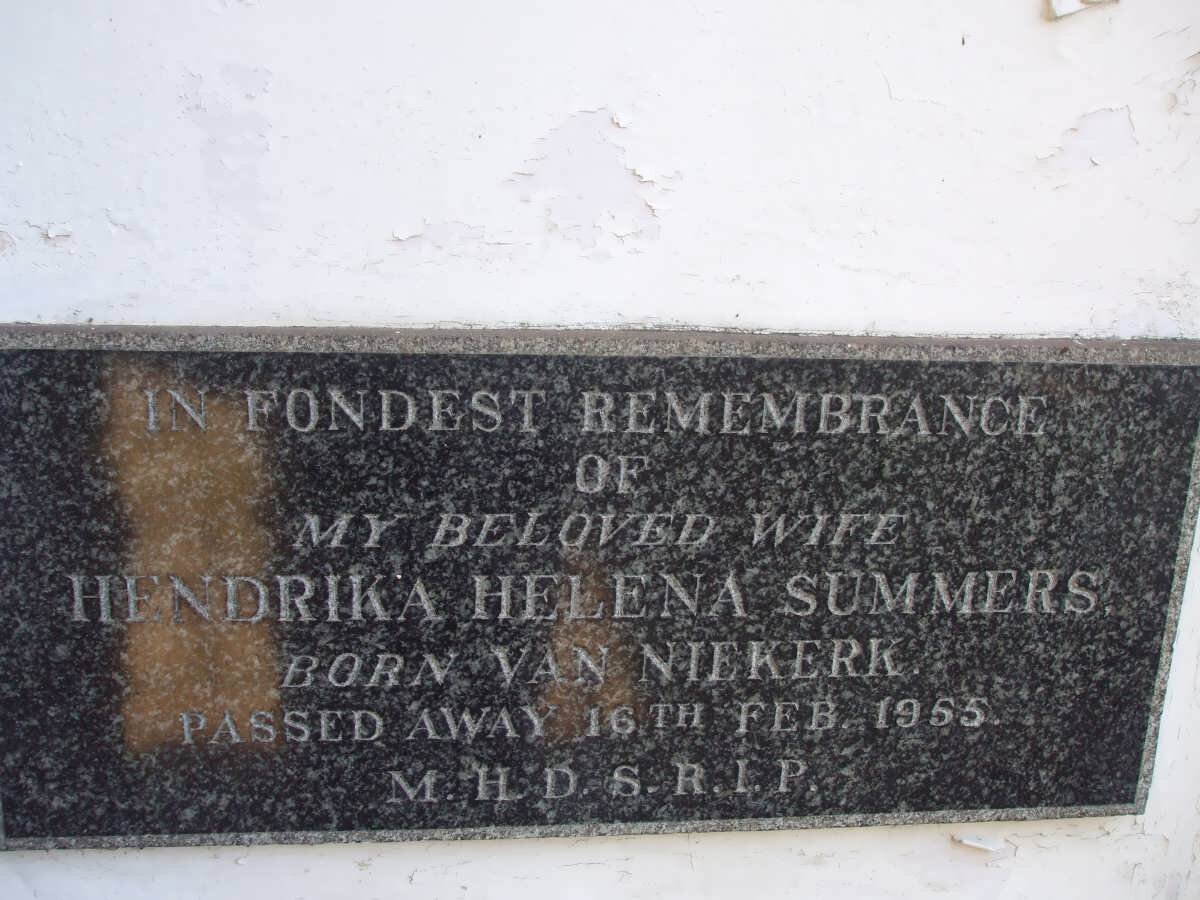 SUMMERS Hendrika Helena nee VAN NIEKERK -1955
