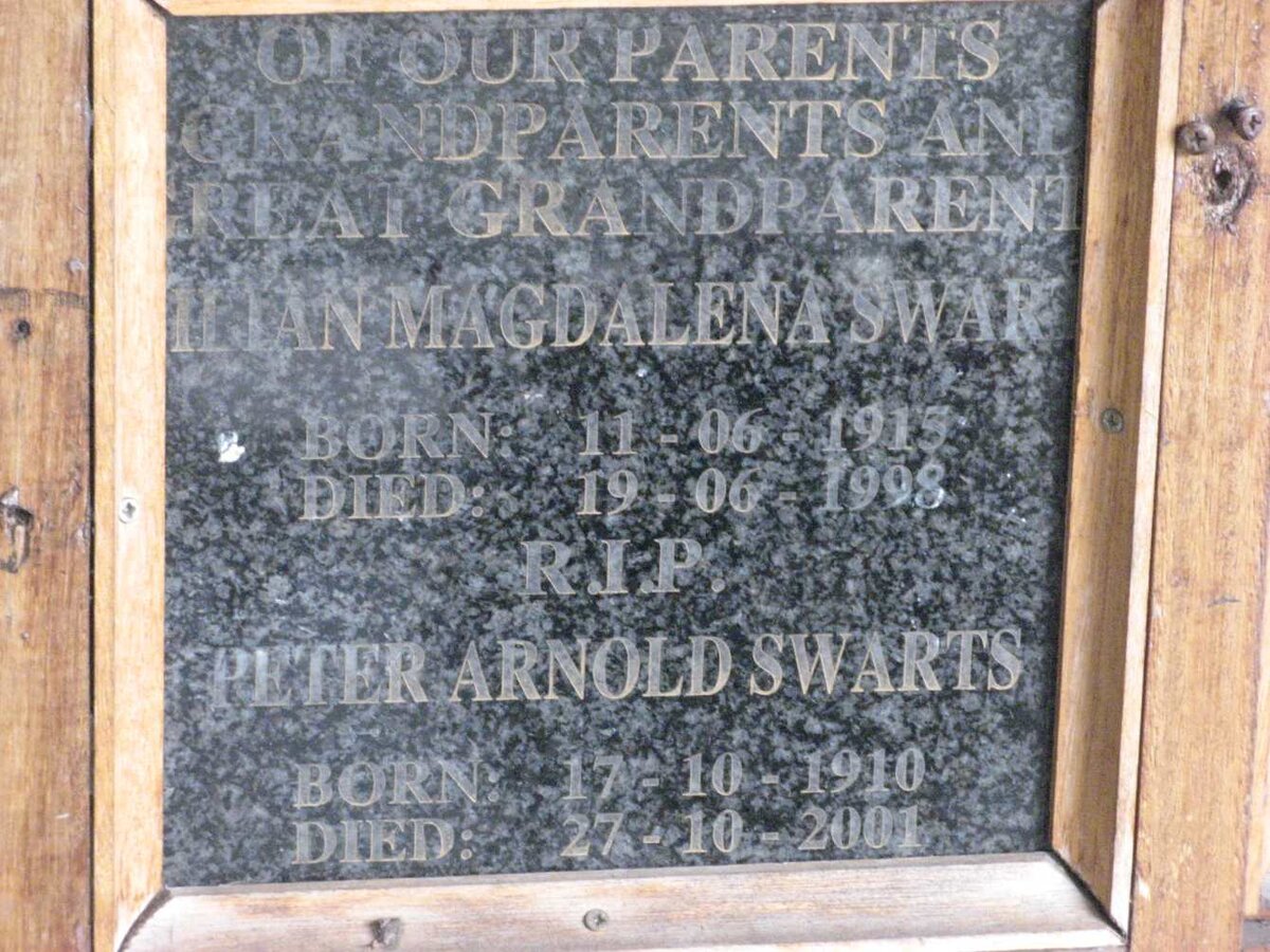 SWARTS Peter Arnold 1910-2001 &amp; ?Ilian Magdalena 1915-1998