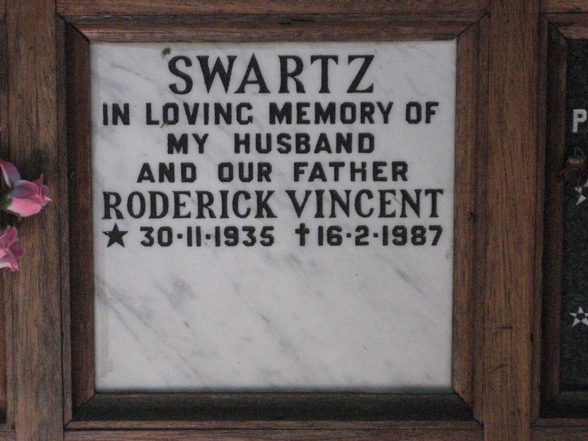 SWARTZ Roderick Vincent 1935-1987