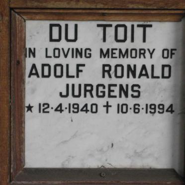 TOIT Adolf Ronald Jurgens, du 1940-1994
