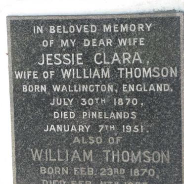 THOMSON William 1870-1955 &amp; Jessie Clara 1870-1951