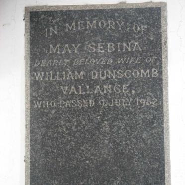 VALLANCE May Sebina -1952