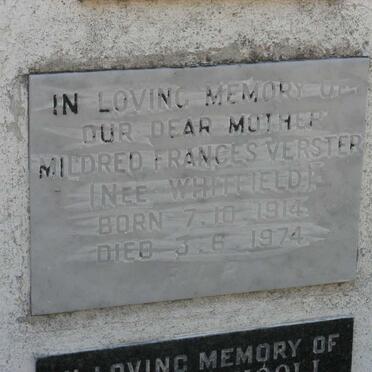 VERSTER Mildred Frances nee WHITFIELD 1914-1974