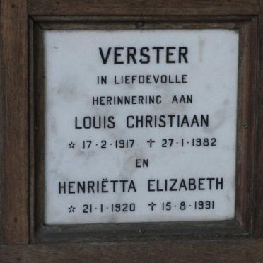 VERSTER Louis Christiaan 1917-1982 &amp; Henrietta Elizabeth 1920-1991
