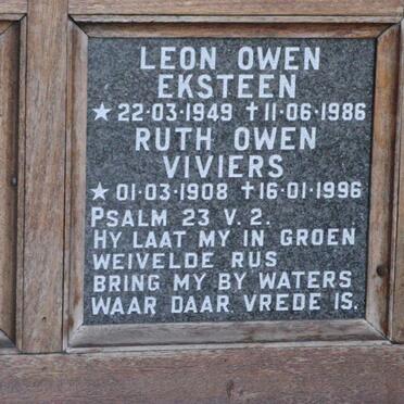 VIVIERS Ruth Owen 1908-1996 :: EKSTEEN Leon Owen 1949-1986