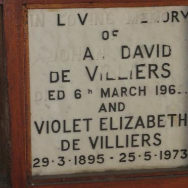 VILLIERS Johan David, de -1965 &amp; Violet Elizabeth 1895-1973