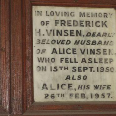 VINSEN Frederick H. -1950 &amp; Alice -1957