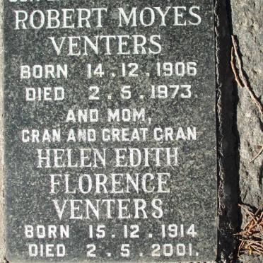 VENTERS Robert Moyes 1906-1973 &amp; Helen Edith Florence 1914-2001