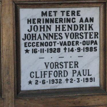 VORSTER John Hendrik Johannes 1928-1985 :: VORSTER Clifford Paul 1932-1991
