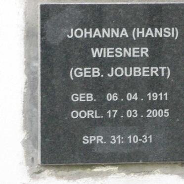 WIESNER Johanna nee JOUBERT 1911-2005