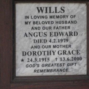 WILLS Angus Edward -1979 &amp; Dorothy Grace 1915-2000
