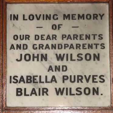 WILSON John &amp; Isabella Purves Blair