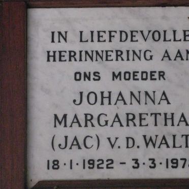 WALT Johanna Margaretha, v.d. 1922-1978