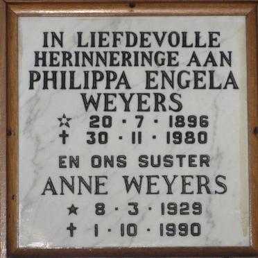 WEYERS Philippa Engela 1896-1980 :: WEYERS Anne 1929-1990