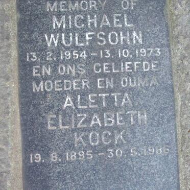 WULFSOHN Michael 1954-1973 :: KOCK Aletta Elizabeth 1895-1986