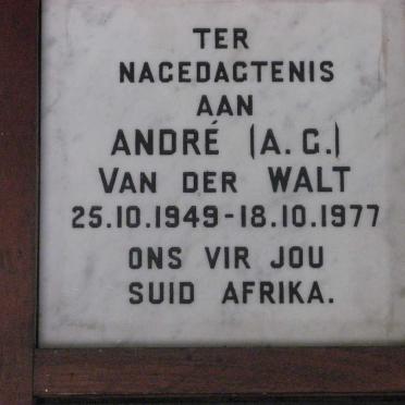 WALT A.G., van der 1949-1977