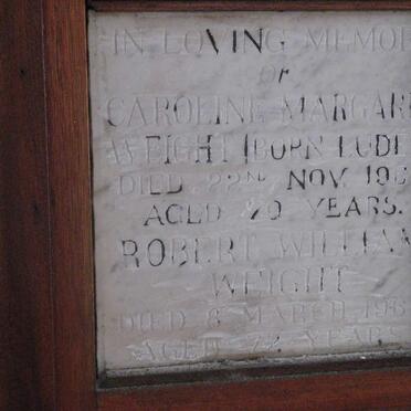 WEIGHT Robert William -1968 &amp; Caroline Margaret LUDEN -1965